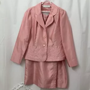 Conjunto de traje falda rosa con detalle de flores Sag Harbor de 3 piezas para mujer talla 12 usado en excelente estado - Imagen 1 de 12