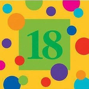 Birthday Dots Age 18 Beverage Napkins (16) - Image 1 of 1