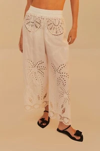 FARM RIO White Coconut Pant White elasticated waist Size S RRP $565 BNWT - Picture 1 of 13