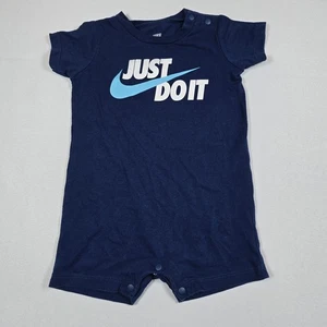 Nike Baby Boys Romper Blue Shortall One Piece Outfit Just Do It 9 Months Infant - Picture 1 of 6