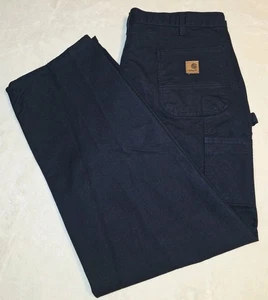 Vintage Carhartt Dungaree Fit Duck Carpenter Hose B11-MDT Herren 42x32 Navy Blau - Bild 1 von 6