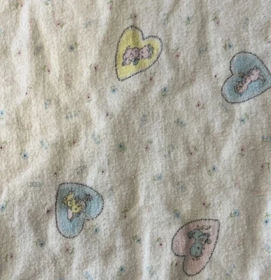 VTG Hospital Baby Receiving Blanket Flannel Animals In Hearts Pigs Elephants VGC - Image 1 of 4