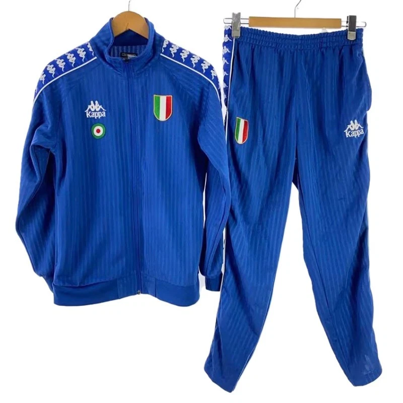 Kappa Italy Football Suit Soccer Track Set Blue Jacket Pants Mens