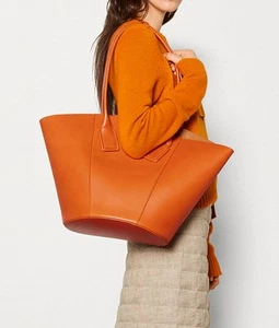 NUEVO $4900 BOTTEGA VENETA Bolso de Hombro Cesta Grande de Cuero de Becerro Naranja Piel de Becerro - Imagen 1 de 13