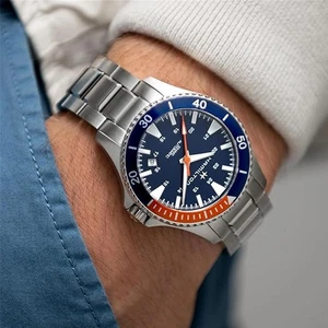 Reloj de pulsera de lujo relojes de cuarzo para hombre acero inoxidable impermeable plata azul DE - Imagen 1 de 7