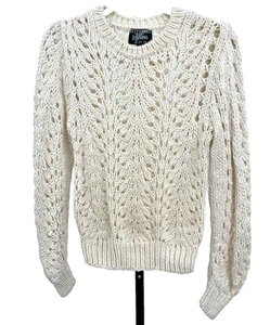 Kitty Hawk Vintage Silk Blend Ivory Open Knit Sweater - Size Medium - Picture 1 of 6