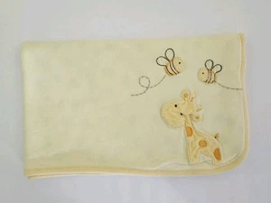Carters Yellow Giraffe Bee Baby Blanket Animal Names Reversible Cotton Vintage - Picture 1 of 5
