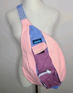 KAVU Rope Sling Bag Canvas Crossbody Backpack Pink Purple Blue Messenger Pack - Picture 1 of 6