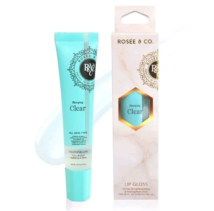 Rosee Lip Gloss Vegan, Professional Make up, Non-Sticky - Clear Plumping - Image 1 of 4