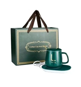 Electric Cup Set Already gift Rap Heating Coaster Warmer Coffee Tea Milk Mug - Picture 1 of 9