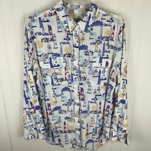 Camisa Blusa Chico's Abotonada Manga Larga Talla 2 Grande Rayón Faro - Imagen 1 de 10