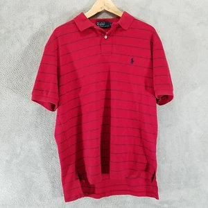 Polo Ralph Lauren Polo Uomo Large Rosso Blu a Righe Colletto Blu Pony - Foto 1 di 11