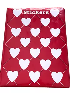 Vtg 1980's Small World BINDER Vinyl Hearts 18 pages /36 sheets of STICKERS - Picture 1 of 21