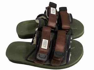 Suicoke MOTO Cab Slide Sandal Men's size 5 Women’s 7 Olive Green Shearling Lined - Picture 1 of 8
