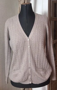 Hübsche Strickjacke von Stanfield Gr.L Beige V-Ausschnitt Zopfmuster - Bild 1 von 9