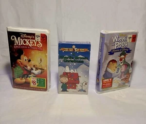 Disney & Peanuts VHS Christmas Movie Lot New Sealed Mickey Winnie Charlie Brown - Picture 1 of 7