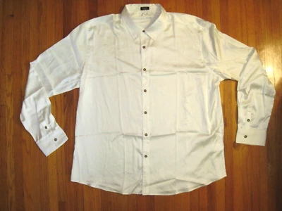 Coofandy Ivory White Satin Shiny Long Sleeve Button Up Dress Shirt XXL NWT - Image 1 of 4