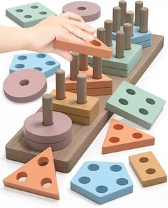 Montessori Toys Shape Sorter Wooden Toddler Puzzles Toys, Special Gift for kids - Picture 1 of 6