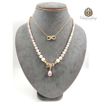 Ожерелье из 17-дюймового жемчуга с морской водой и конфетами и штампом золото 18 карат сертификат Au750 на день рождения - Изображение 1 из 4