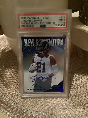 2012 PANINI CERTIFIED MIRROR BLUE #245 JANORIS JENKINS PSA 9 MINT AUTO /49 RAMS - Image 1 of 2
