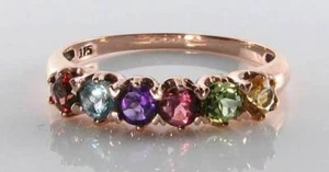 9CT 9K ROSE GOLD GARNET TOPAZ AMETHYST TOURMALINE PERIDOT CITRINE ETERNITY RING - Picture 1 of 6