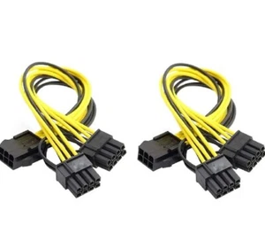 Graphics Card GPU VGA PCIe 8 Pin Female to Dual 8 Pin (6+2 Extension Cable 2pack - Picture 1 of 7