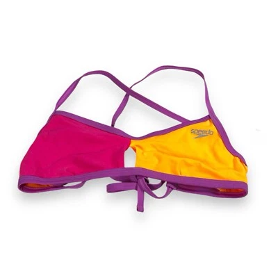 Speedo Women's Swimsuit Bikini Top Endurance Lite Tie Back Pink Glo, Large - Image 1 of 3