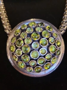Sterling Silver & Peridot Box Chain 24" Necklace - Picture 1 of 6