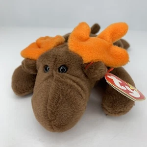 Schokolade - Elch - Ty Beanie Baby 1993 ZURÜCKGENOMMEN Stofftier Bohne Plüsch mit Etikett - Bild 1 von 9