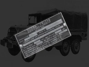 plate plaque plaquette ALU DODGE NOMENCLATURE 1 1/2T WC .. jeep willys ww2 - Imagen 1 de 4
