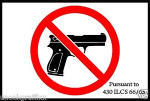 "Calcomanía de pegatina para armas de fuego prohibidas de Illinois ocultar llevar pistola no permitida 5" - Imagen 1 de 1