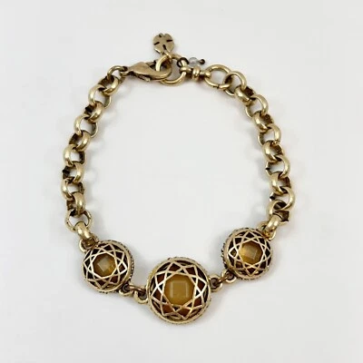 Lucky Brand Antique-Gold Tone Faceted Acrylic Bead Medallion Rolo Chain Bracelet - Image 1 of 4