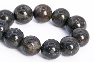 "Perline sciolte rotonde rotonde 11 mm originali Andamooka matrice nera grado opale naturale grado AAA 7,5" - Foto 1 di 3