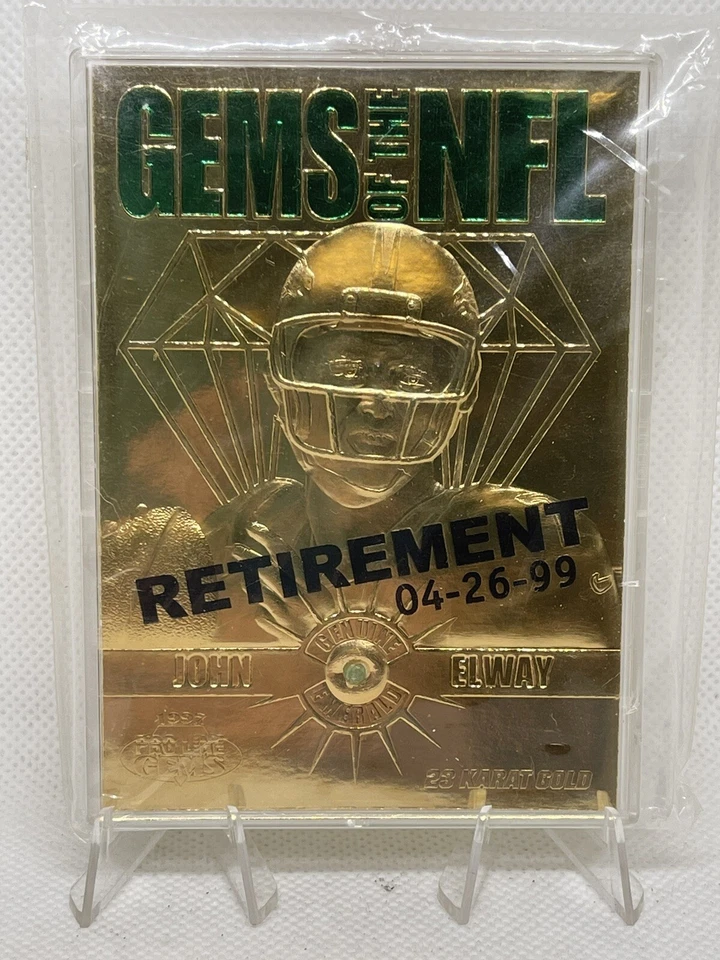 1997 Pro Line 23k Gold Gems of The NFL John Elway Retirement Error - Image 1 of 2
