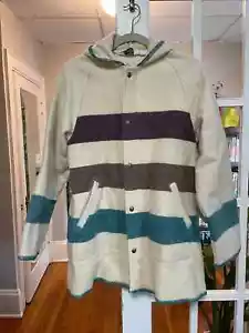 Vintage WOOLRICH Hudson Bay Style Striped Point Hooded Blanket Coat Women’s M - Picture 1 of 4
