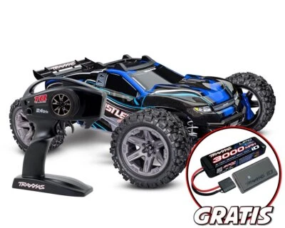 Traxxas Rustler 4x4 blau BL-2S Brushless mit gratis 3000mAh Lipo Akku und USB-C  - Bild 1 von 4