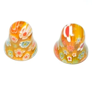 P2228 Yellow Multi-Color 18mm Millefiori Glass Bead Cap Cone 2pc - Picture 1 of 1