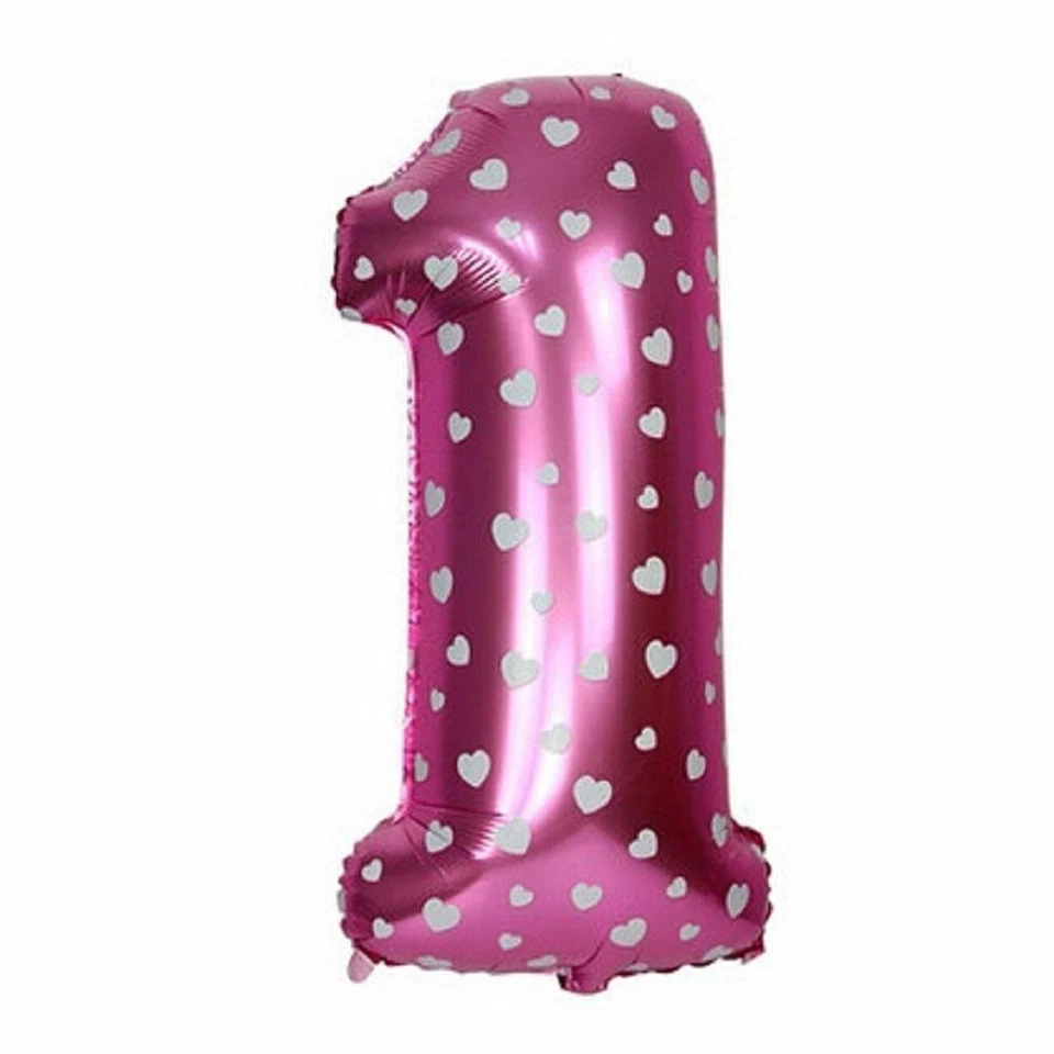 Pink Foil Balloon Number 1 Birthday Age Party Wedding Inflatable Banner Decor - Image 1 of 1