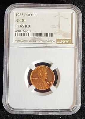 1953 Lincoln Cent DDO FS-101 PF 65 RD Bright Proof. Our T7537 - Image 1 of 4