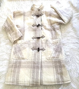 Donegal Design Mohair / Wool Coat L CREAM WHITE w/ Toggles Made in Ireland - Picture 1 of 11