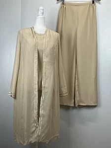 Lan Ting 3 Pc Pant Suit Sz 12 NWT Mother of Bride Groom Champagne - Picture 1 of 9
