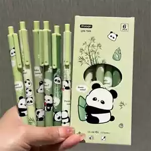 x6 Pack Panda Black Ink Gel Pens - 0.5mm - Picture 1 of 6
