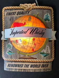 CANADIAN WHISKY GLOBE EARTH WORLD LIGHT LAMP SIGN LITHO 3-DIMENSIONAL MAN CAVE - Picture 1 of 12