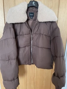 TEDDY TRIM COLLAR PUFFER JACKET - Picture 1 of 4