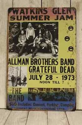 Allman Brothers Tin Sign Metal Poster Band Live in Concert Vintage Look Man Cave - Image 1 of 4