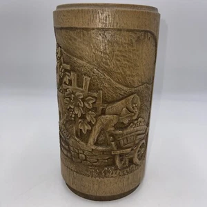 Vintage Carved Wine Country Harvest Resin Wine Holder Canister - Picture 1 of 5