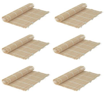 Set of 6 Bamboo Sushi Rolling Mats 9-1/2 Inches Square - Image 1 of 4