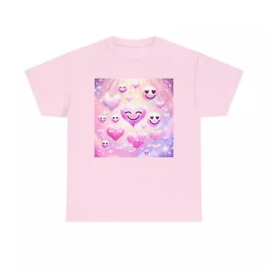 Happy Vibes Heavy Cotton Tee, Cute Graphic Shirt, Gift for Friends, - Picture 1 of 6