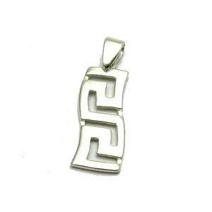 Genuine Plain Sterling Silver Pendant Hallmarked Solid 925 Meanders Handmade - Picture 1 of 2