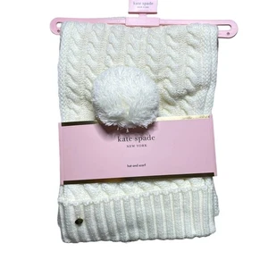 kate spade Cable-Knit Beanie Hat & Muffler scarf Set in Cream - Picture 1 of 4